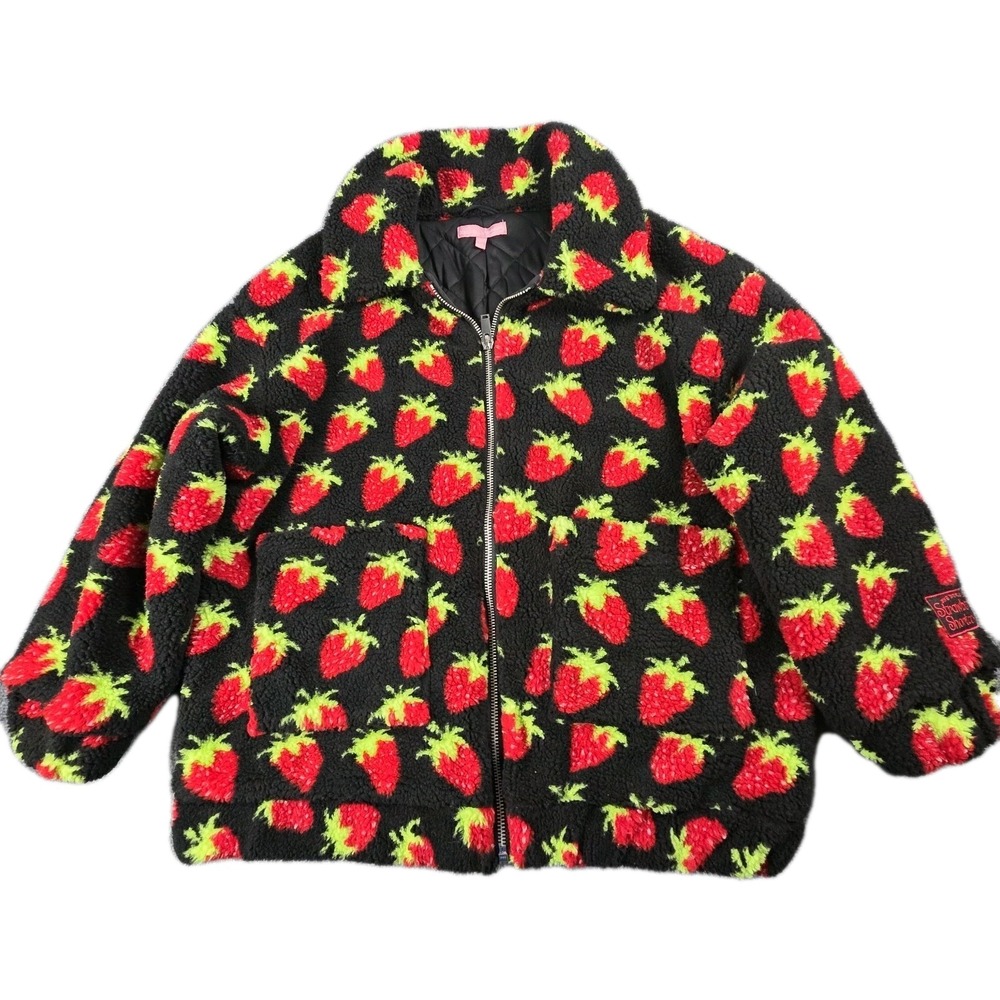 Dolls Kill x Strawberry Shortcake Jacket Teddy Coat Quilted Oversized M/L *RARE
